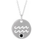 Zodiac Gemstone Charm Necklace - erin gallagher(Jan-20---Feb-18) variant--Aquarius variant--Sterling-silver variant--14K-white-gold