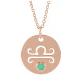 Zodiac Gemstone Charm Necklace - erin gallagher(Sep-23---Oct-22) variant--Libra variant--14K-rose-gold