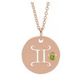 Zodiac Gemstone Charm Necklace - erin gallagher(May-21---Jun-20) variant--Gemini variant--14K-rose-gold