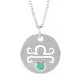 Zodiac Gemstone Charm Necklace - erin gallagher(Sep-23---Oct-22) variant--Libra variant--Sterling-silver variant--14K-white-gold