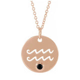 Zodiac Gemstone Charm Necklace - erin gallagher(Jan-20---Feb-18) variant--Aquarius variant--14K-rose-gold