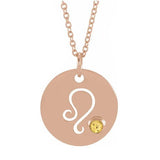 Zodiac Gemstone Charm Necklace - erin gallagher(Jul-23---Aug-22) variant--Leo variant--14K-rose-gold