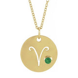 Zodiac Gemstone Charm Necklace - erin gallagher(Mar-21---Apr-19) variant--Aries variant--14K-yellow-gold